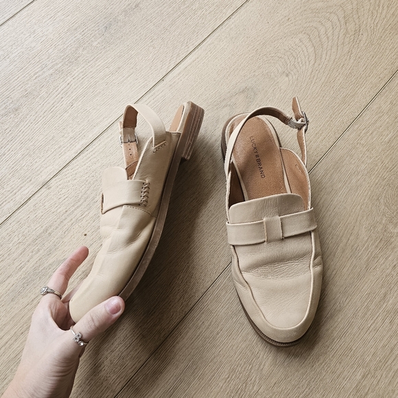 Lucky Brand Shoes - LUCKY BRAND Louisaa Slingback Loafer In Cannellini Sumhaz Nappa Calf Leather